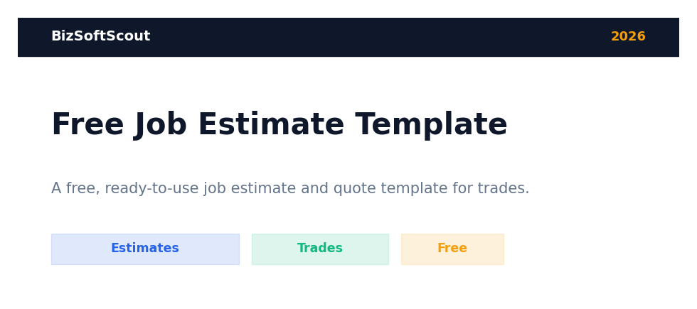 Free job estimate template for trades — key points (BizSoftScout)
