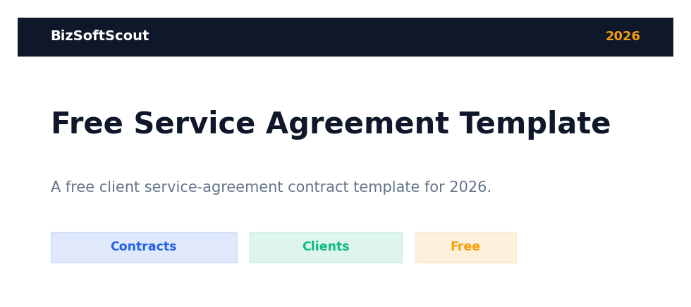 Free service agreement client contract template — key points (BizSoftScout)